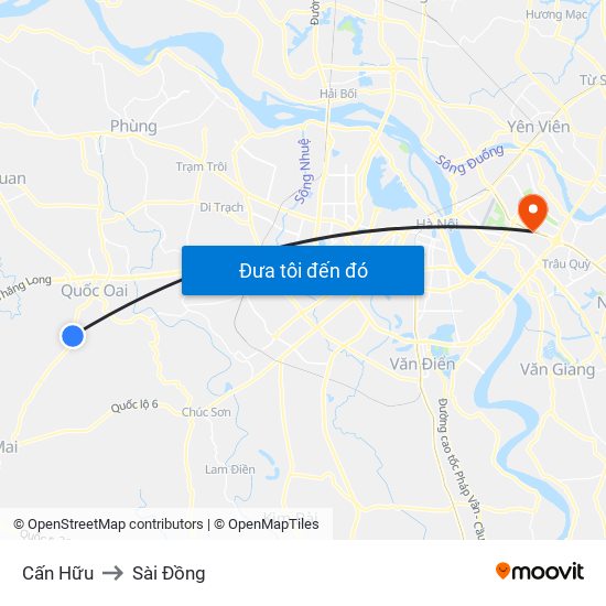 Cấn Hữu to Sài Đồng map