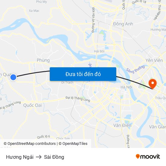 Hương Ngải to Sài Đồng map