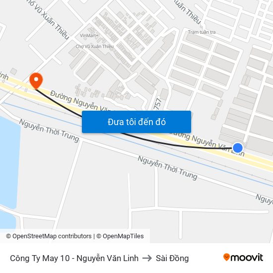 Công Ty May 10 - Nguyễn Văn Linh to Sài Đồng map