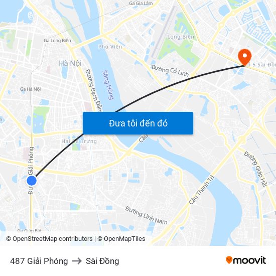 487 Giải Phóng to Sài Đồng map