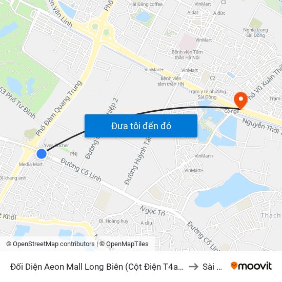 Đối Diện Aeon Mall Long Biên (Cột Điện T4a/2a-B Đường Cổ Linh) to Sài Đồng map
