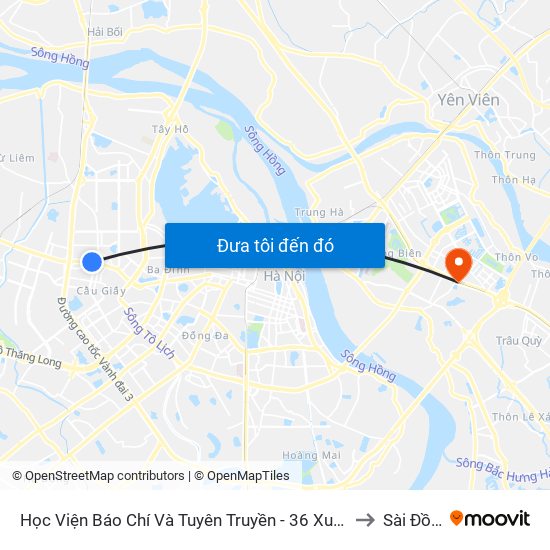 Học Viện Báo Chí Và Tuyên Truyền - 36 Xuân Thủy to Sài Đồng map
