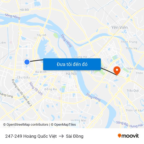 247-249 Hoàng Quốc Việt to Sài Đồng map