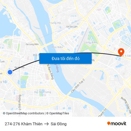 274-276 Khâm Thiên to Sài Đồng map