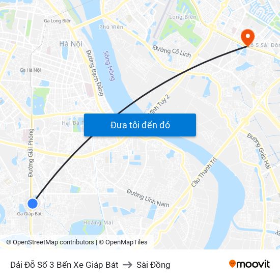 Dải Đỗ Số 3 Bến Xe Giáp Bát to Sài Đồng map