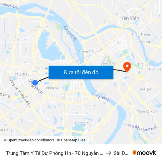 Trung Tâm Y Tế Dự Phòng Hn - 70 Nguyễn Chí Thanh to Sài Đồng map