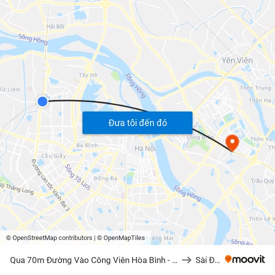 Qua 70m Đường Vào Công Viên Hòa Bình - Phạm Văn Đồng to Sài Đồng map