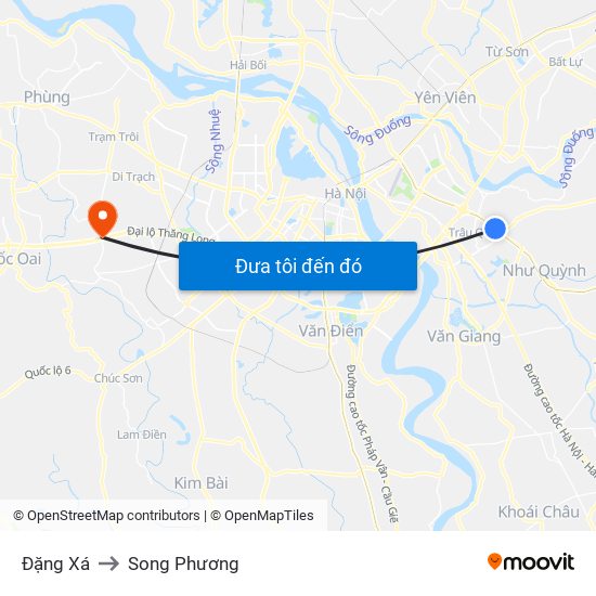 Đặng Xá to Song Phương map