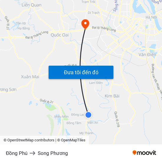 Đồng Phú to Song Phương map