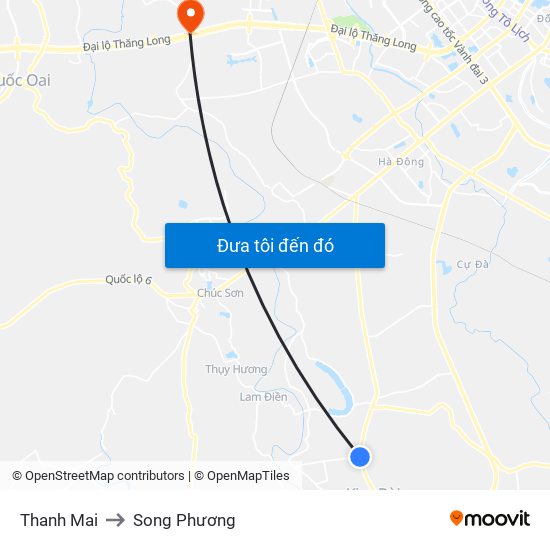 Thanh Mai to Song Phương map