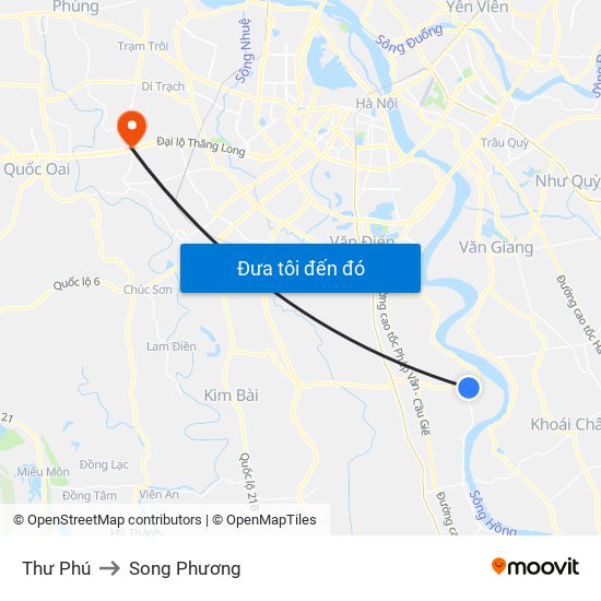 Thư Phú to Song Phương map
