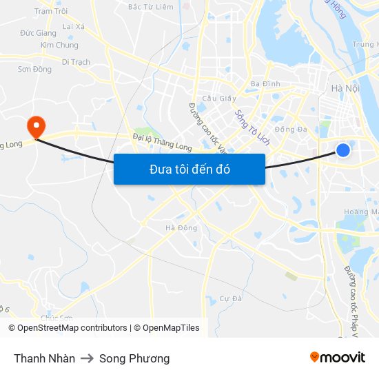 Thanh Nhàn to Song Phương map