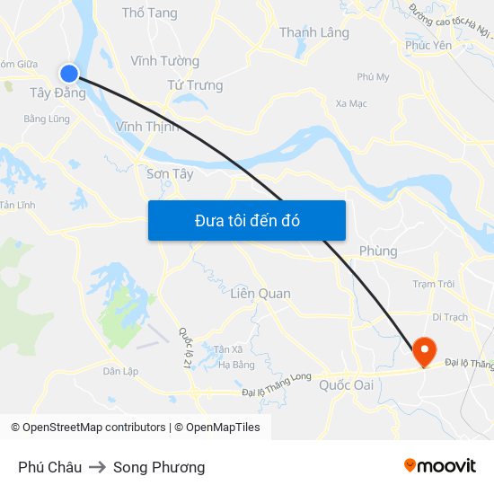 Phú Châu to Song Phương map