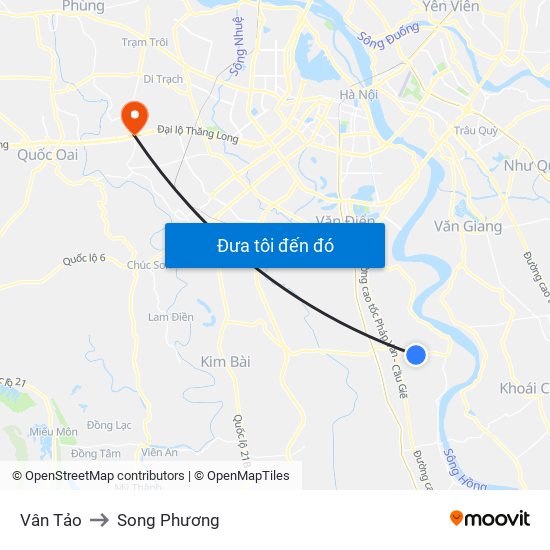 Vân Tảo to Song Phương map