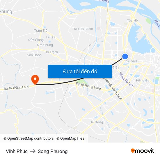 Vĩnh Phúc to Song Phương map