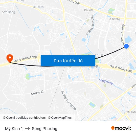 Mỹ Đình 1 to Song Phương map