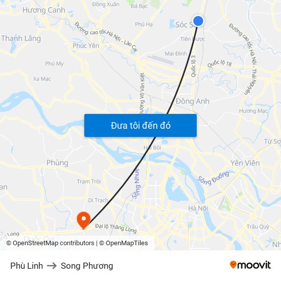 Phù Linh to Song Phương map