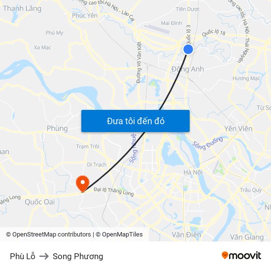 Phù Lỗ to Song Phương map