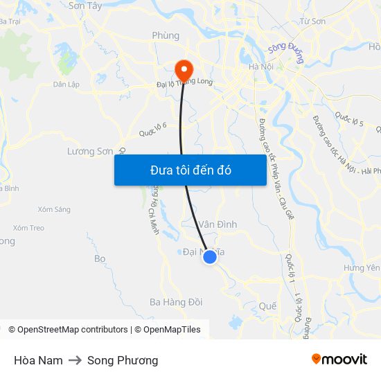 Hòa Nam to Song Phương map