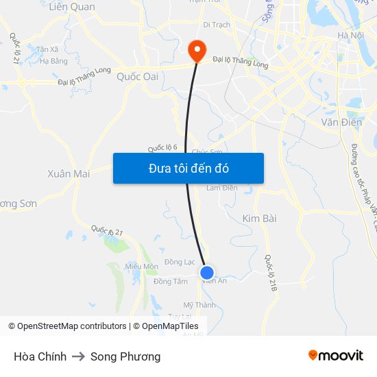 Hòa Chính to Song Phương map