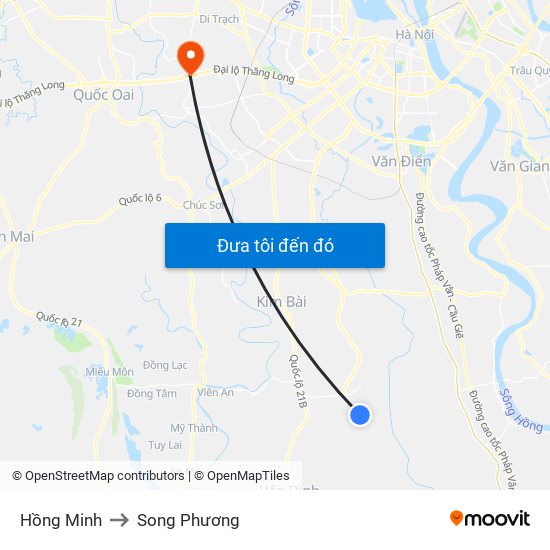 Hồng Minh to Song Phương map