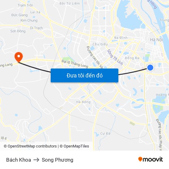 Bách Khoa to Song Phương map