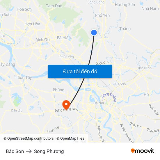 Bắc Sơn to Song Phương map