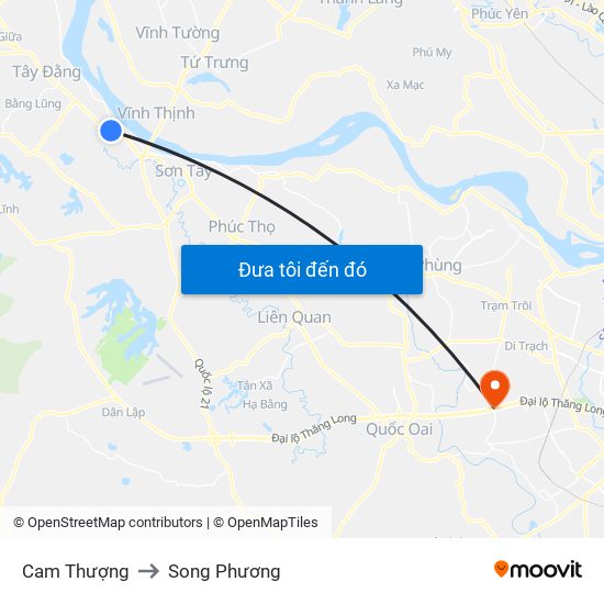 Cam Thượng to Song Phương map