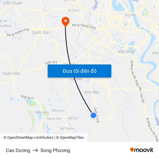 Cao Dương to Song Phương map