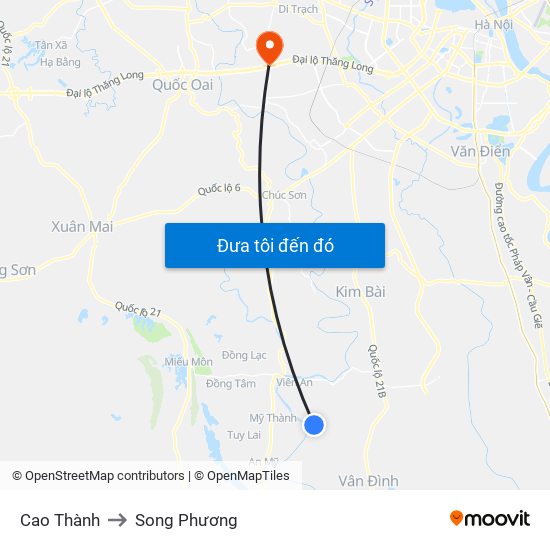 Cao Thành to Song Phương map