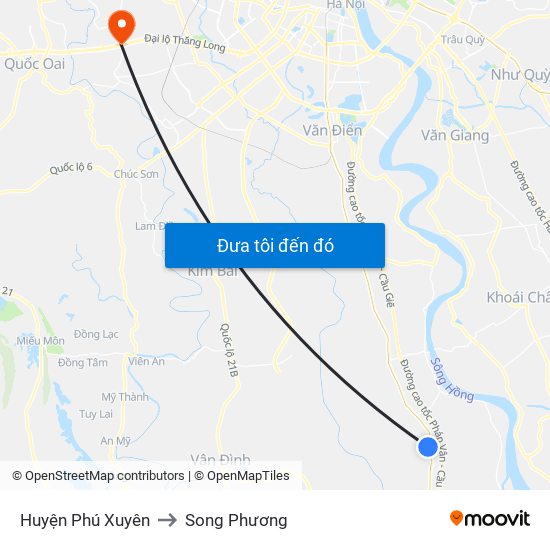 Huyện Phú Xuyên to Song Phương map