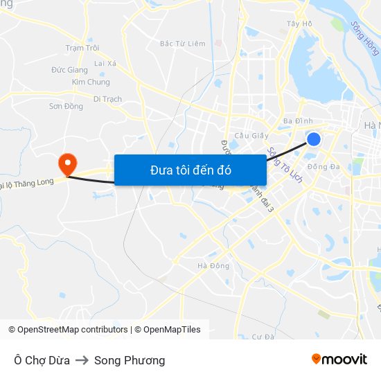 Ô Chợ Dừa to Song Phương map