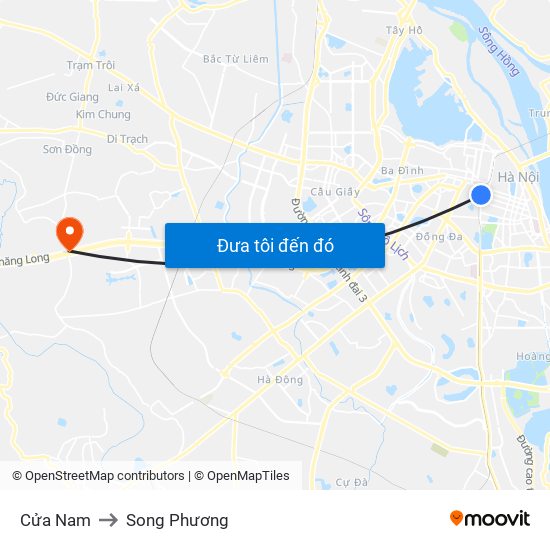 Cửa Nam to Song Phương map