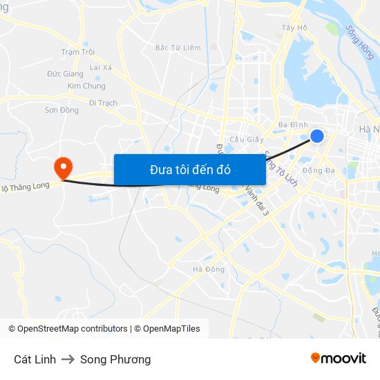 Cát Linh to Song Phương map