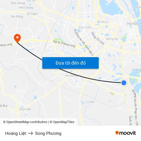 Hoàng Liệt to Song Phương map