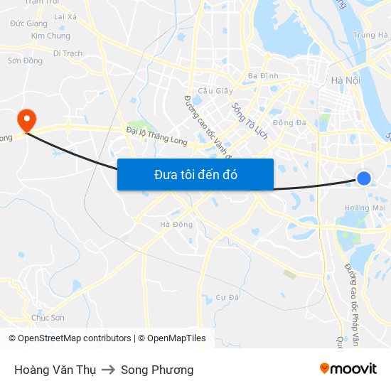 Hoàng Văn Thụ to Song Phương map