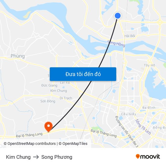 Kim Chung to Song Phương map