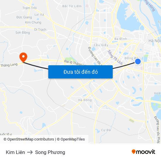 Kim Liên to Song Phương map