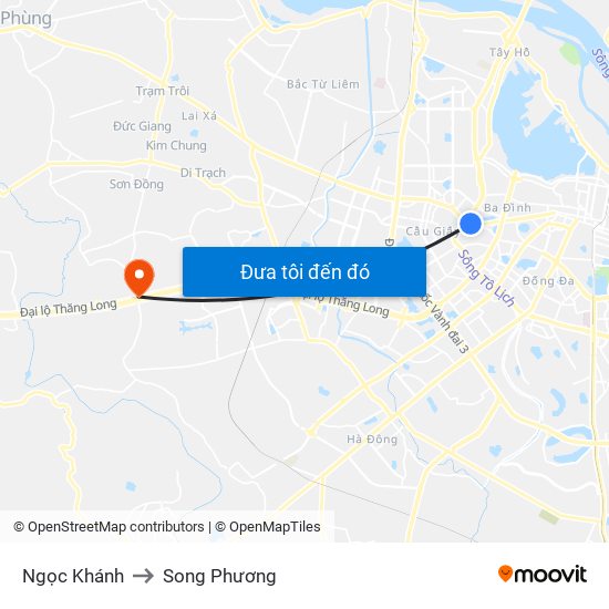 Ngọc Khánh to Song Phương map