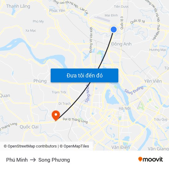 Phú Minh to Song Phương map