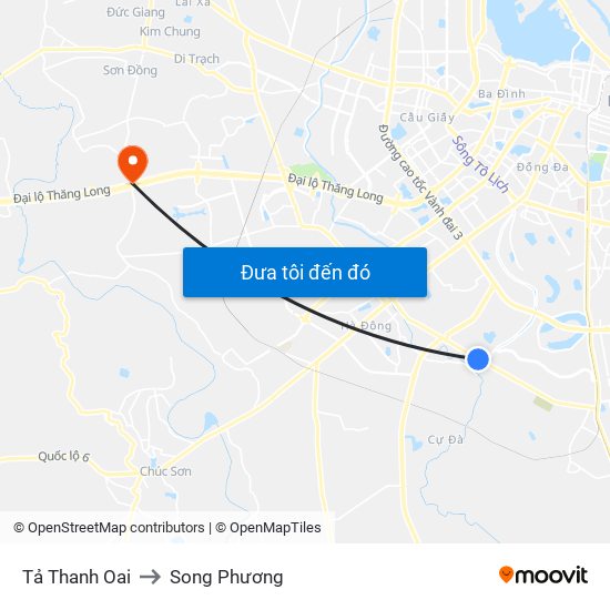 Tả Thanh Oai to Song Phương map