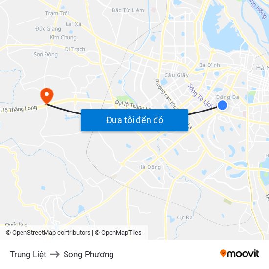 Trung Liệt to Song Phương map