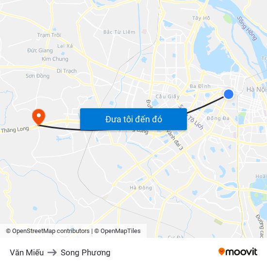 Văn Miếu to Song Phương map