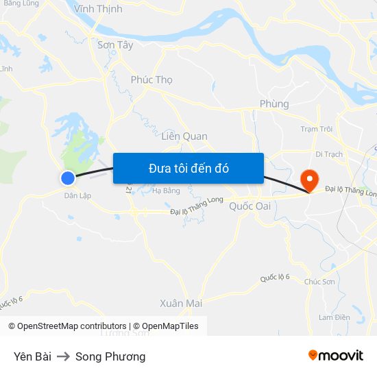 Yên Bài to Song Phương map