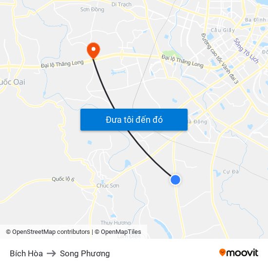 Bích Hòa to Song Phương map