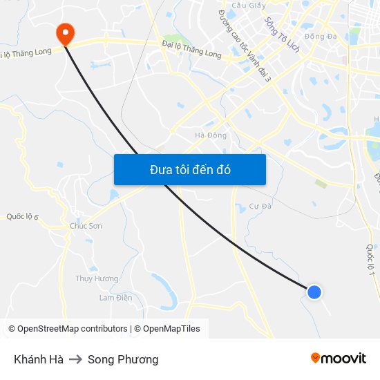 Khánh Hà to Song Phương map