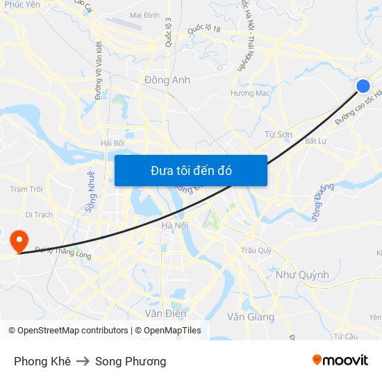 Phong Khê to Song Phương map