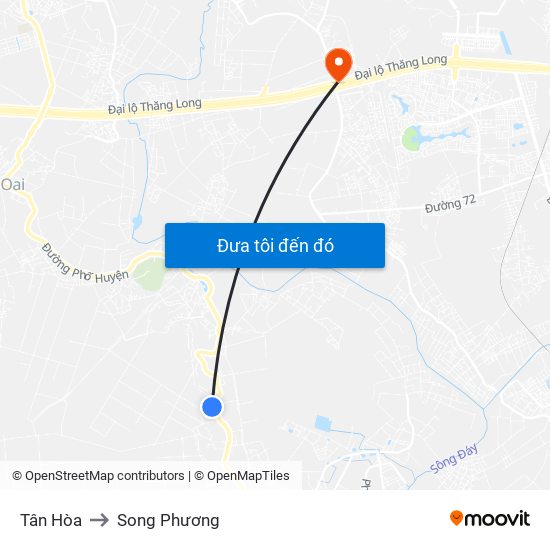 Tân Hòa to Song Phương map