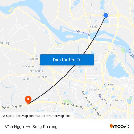 Vĩnh Ngọc to Song Phương map