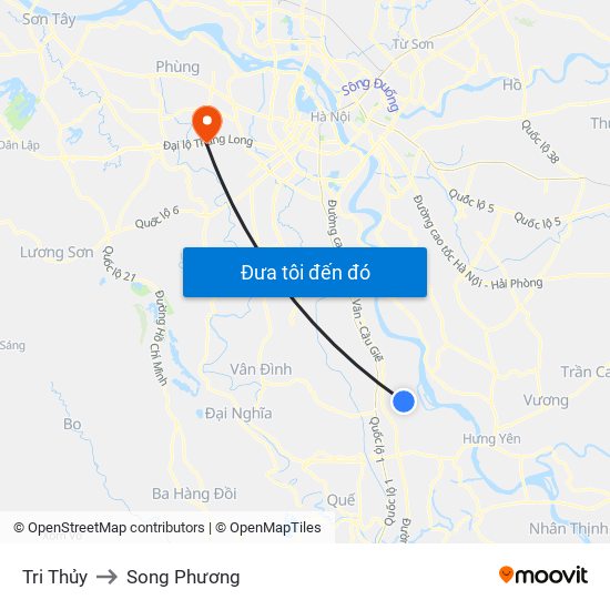 Tri Thủy to Song Phương map